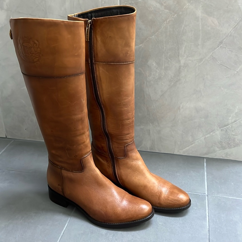 Guess Brown Leather Knee-High Boots